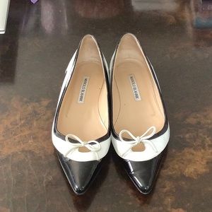 Manolo Blahnik Black & White Ballet Flats